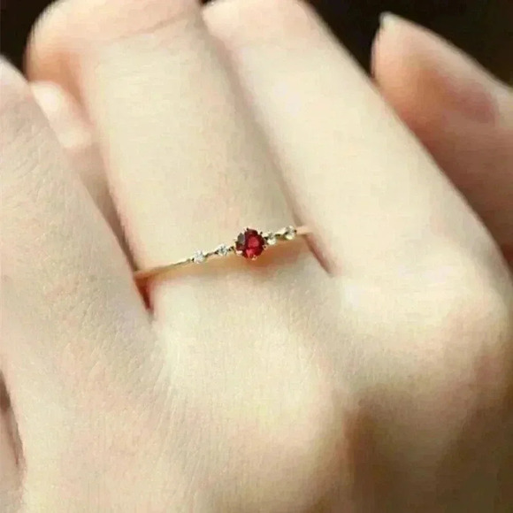 Delicate 14k Gold Over Sterling Silver Ruby Ring - Picture 2 of 4